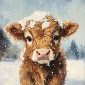 10" x 10" Winter Highland Cow Sign TTE-110